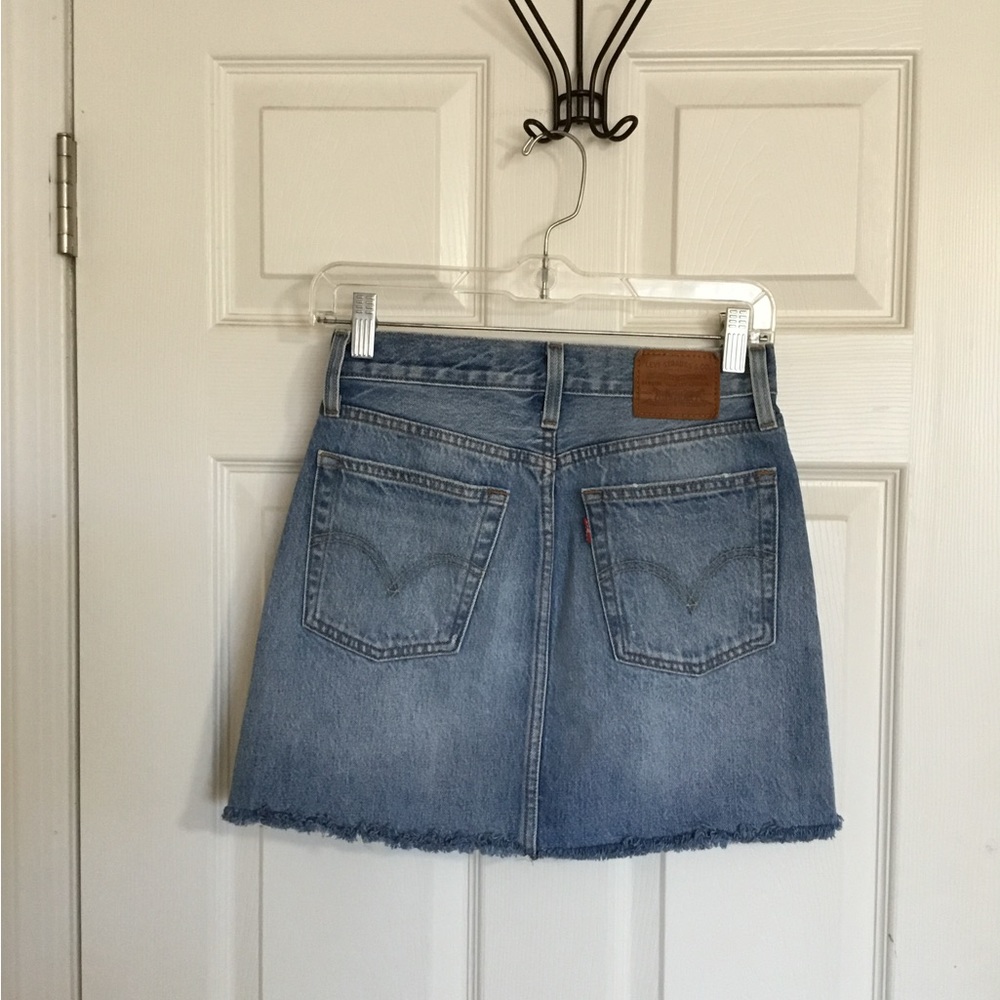 Levi’s Deconstructed Rhinestone Mini Denim Skirt Size 24 $128